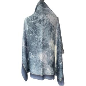 Marble Wash Blue Fringe Scarf Soft Cozy Winter Minimalist Coastal Grandmother